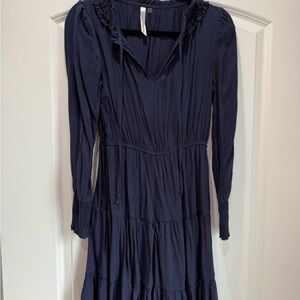NY Collection Blue Bishop Sleeve Sundress with Sailor Collar
